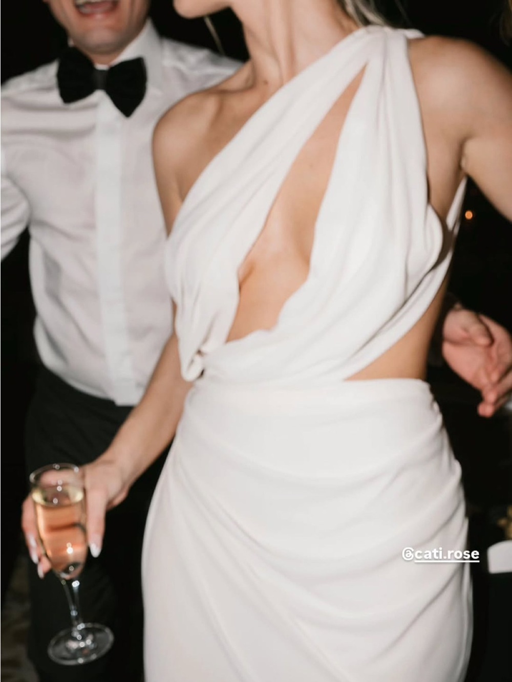 Custom Karla Gil Elegant One-Shoulder Ivory Draped Evening Dress - Picture 7 of 13